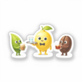 Cute Lemon Tea Friends – Custom-Cut Vinyl Sticker シール (正面)
