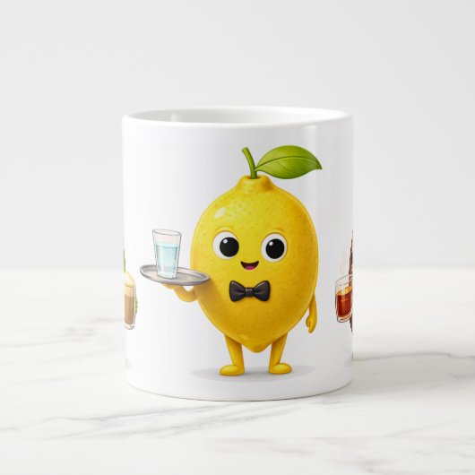 Cute Lemon Tea Friends – Jumbo Mug for Coffee & Te ジャンボコーヒーマグカップ (正面)