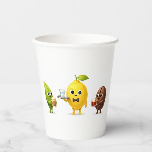 Cute Lemon Tea Friends – Takeaway Paper Cup Design 紙コップ (正面)