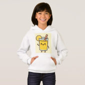 Cute Lemonade Drink Cartoon White Hoodie (正面フル)