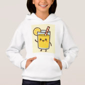 Cute Lemonade Drink Cartoon White Hoodie (正面)