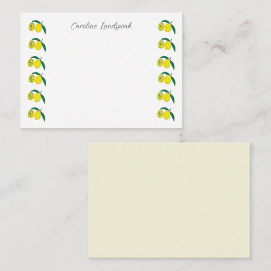 Cute Lemons & Custom Name ノートカード (正面/裏面)