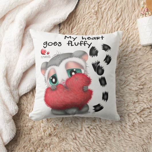 Cute Lemur Hugging big Plush Heart クッション (ブランケット)