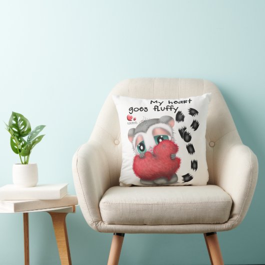Cute Lemur Hugging big Plush Heart クッション (椅子)