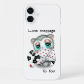 Cute Lemur Valentine - Romantic Love Letter iPhoneケース (裏面)