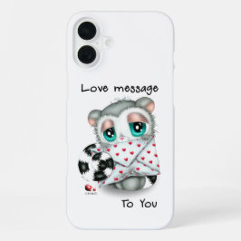 Cute Lemur Valentine - Romantic Love Letter iPhone 16 Plusケース
