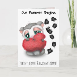 Cute Lemur Wedding Invitation - Sweet Love Heart 招待状