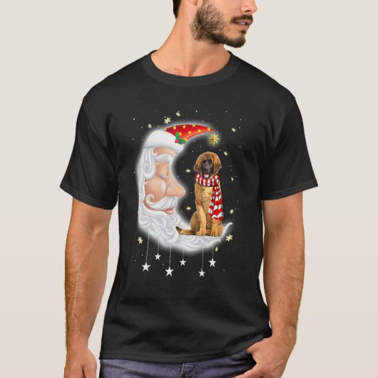 Cute Leonberger With Santa Hat Christmas Dog Tシャツ (正面)