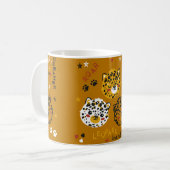 Cute Leopard Cat Face Drawing. Little Funny Cheeta コーヒーマグカップ (正面左)