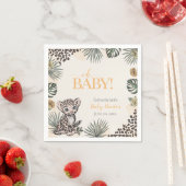 Cute Leopard Cub Yellow Baby Shower スタンダードカクテルナプキン (インサイチュ)
