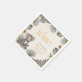 Cute Leopard Cub Yellow Baby Shower スタンダードカクテルナプキン (角)
