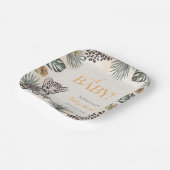 Cute Leopard Cub Yellow Baby Shower ペーパープレート (傾斜あり)