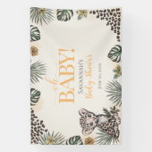 Cute Leopard Cub Yellow Baby Shower 横断幕 (縦)