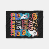 Cute Leopard Fab Boo Lous Grammy Soky Halloween Co フリースブランケット (正面(横))