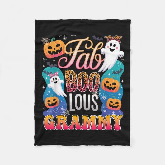 Cute Leopard Fab Boo Lous Grammy Soky Halloween Co フリースブランケット (正面)