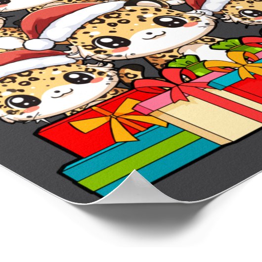 Cute Leopard Gecko Le Lizard Christmas Tree Xmas H ポスター (角)