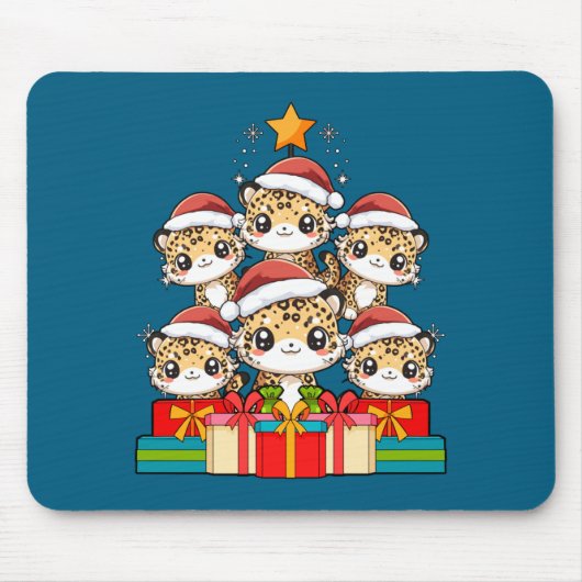 Cute Leopard Gecko Le Lizard Christmas Tree Xmas H マウスパッド (正面)