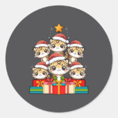 Cute Leopard Gecko Le Lizard Christmas Tree Xmas H ラウンドシール (正面)