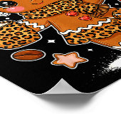 Cute Leopard Gingerbread Girl Coquette Bow Holiday ポスター (角)