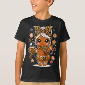 Cute Leopard Gingerbread Girl Coquette Bow Holiday Tシャツ (正面)