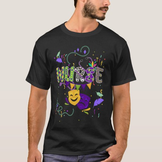 Cute Leopard Nurse Mardi Gras Festival Party Nursi Tシャツ (正面)