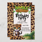Cute Leopard Print Kitty Cat Go Wild Birthday 🐆 招待状 (正面/裏面)