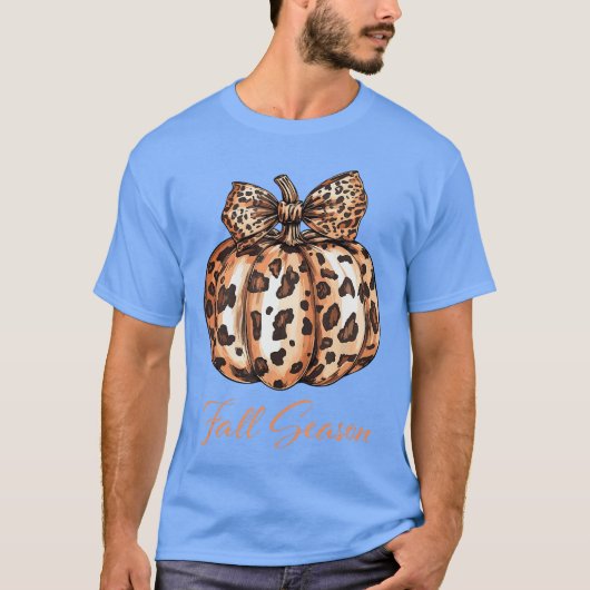 Cute Leopard Pumpkin Fall Autumn Season for Women Tシャツ (正面)
