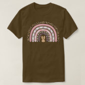 Cute Leopard Rainbow Easter Bunny Easter Eggs Happ Tシャツ (デザイン正面)