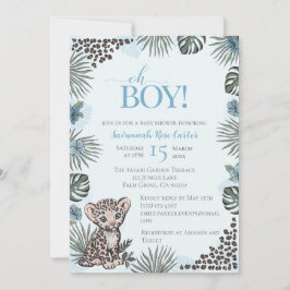Cute Leopard Safari Boy Baby Shower 招待状