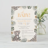 Cute Leopard Safari Gender Neutral Baby Shower 招待状 (スタンド正面)