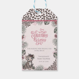 Cute Leopard Safari Girl Baby Shower Thank You ギフトタグ