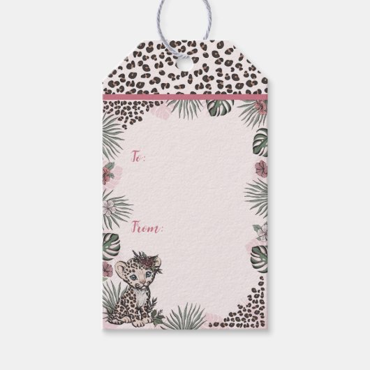 Cute Leopard Safari Girl To From ギフトタグ (正面)