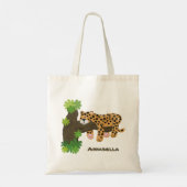 Cute leopard sleeping in tree cartoon illustration トートバッグ (裏面)