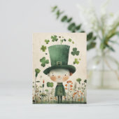 Cute Leprechaun Watercolor St. Patrick's Day  ポストカード (スタンド正面)