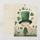 Cute Leprechaun Watercolor St. Patrick's Day  ポストカード (正面/裏面)
