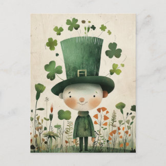 Cute Leprechaun Watercolor St. Patrick's Day  ポストカード