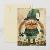 Cute Leprechaun Watercolor St. Patrick's Day  ポストカード (正面/裏面)
