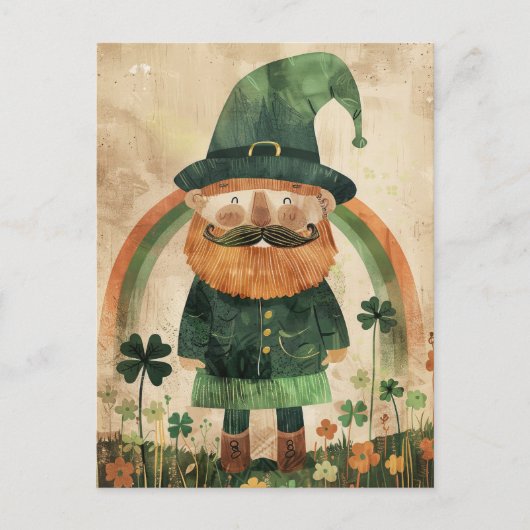 Cute Leprechaun Watercolor St. Patrick's Day  ポストカード (正面)
