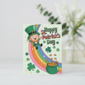 Cute Leprechaun with Rainbow St. Patrick's Day シーズンカード (スタンド正面)