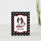 Cute Let's Go! Japanese Chin Dog (black & white 1) カード (正面)