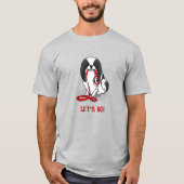 Cute Let's Go! Japanese Chin Dog (black & white 1) Tシャツ (正面)