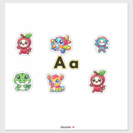 Cute Letter Aテーマのステッカー – Data & カラフル Des シール (シート)