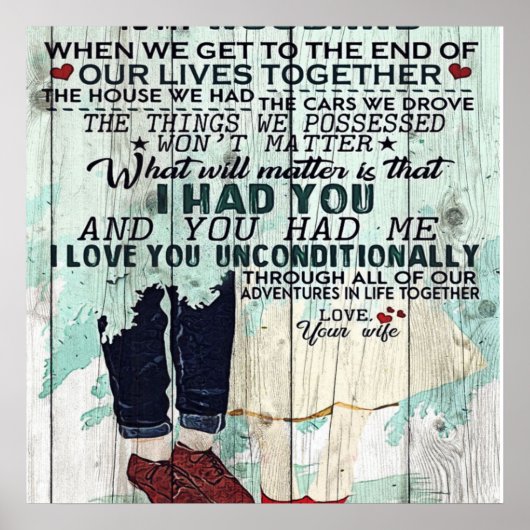 Cute Letter To Husband | Cool Design Gift | ポスター (正面)