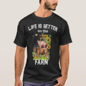 Cute Life Is Better On Farm Farmer Funny Farmer Li Tシャツ (正面)