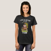 Cute Life Is Better On Farm Farmer Funny Farmer Li Tシャツ (正面フル)