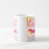Cute Life Is Better With Horses Horseback Riding L コーヒーマグカップ (中央)