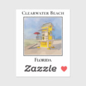 Cute Lifeguard Tower, Clearwater Beach Florida シール (シート)