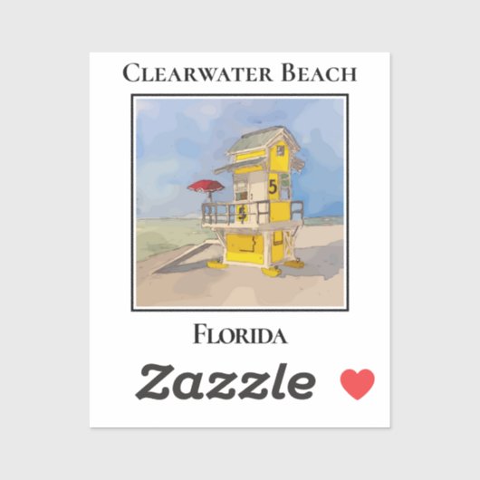 Cute Lifeguard Tower, Clearwater Beach Florida シール (シート)