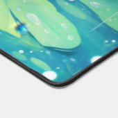 Cute Light Blue Axolotl Rainy Lily Pond デスクマット (コーナー)