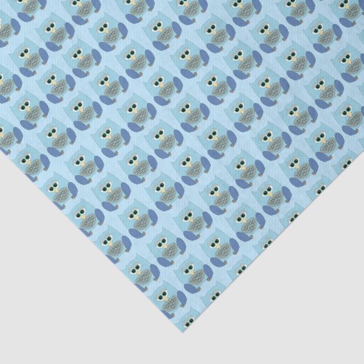 Cute Light Blue Owl Pattern  薄葉紙 (詳細)